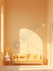 淡黄色调的客厅图片
