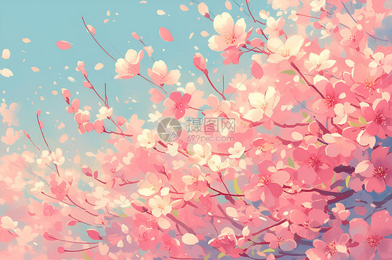 浪漫的粉色樱花图片