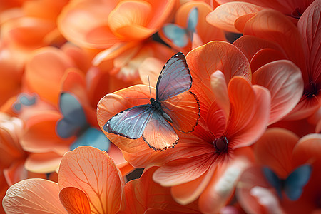 蝴蝶飞舞的花海图片