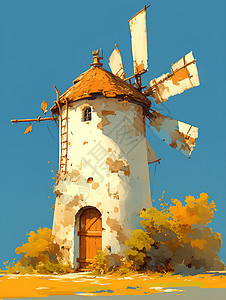 乡村的风车图片
