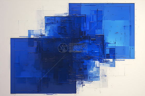 抽象绘画中的蓝色方块图片