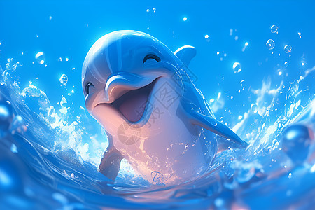 快乐海豚在大海中图片