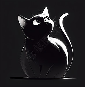 黑色背景上的猫咪图片