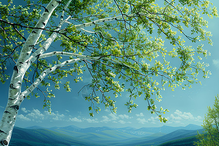 春天的白桦树图片