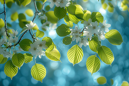 白桦树的树叶高清图片