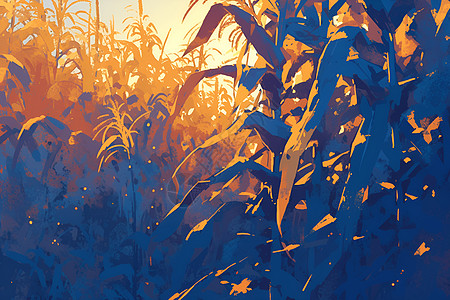 黄昏时的玉米地图片