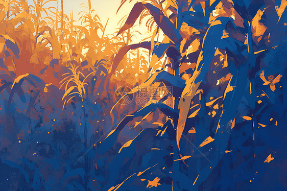 黄昏时的玉米地图片