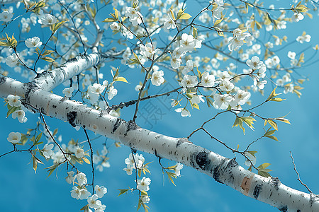 树枝上的白色小花图片