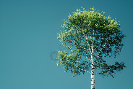 一株新生的白桦树图片