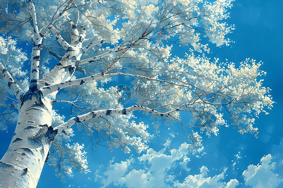 茂盛的白桦树图片