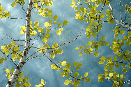 树枝上的黄色树叶图片