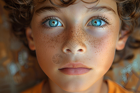 蓝色眼睛的小男孩高清图片