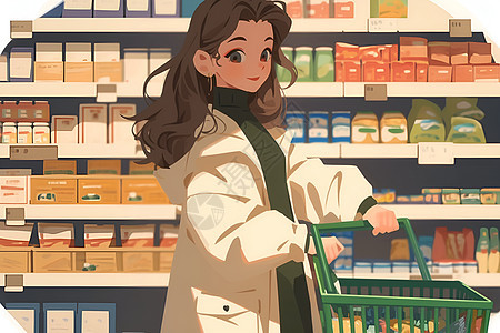 超市里的女子图片