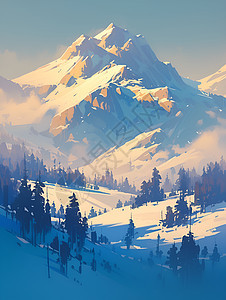 冬季雪山的景色图片