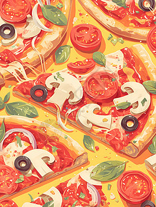 五彩缤纷的披萨图片