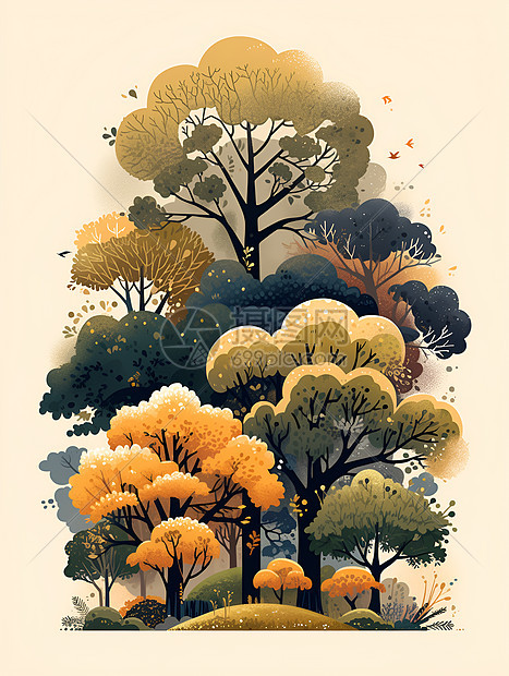 茂密的秋日树林图片