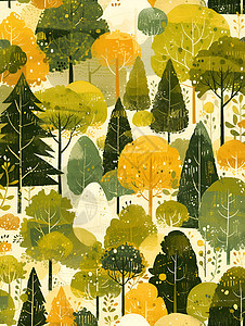 秋日林间不同的树木图片