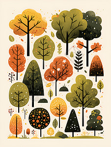 秋日树林里的树木图片