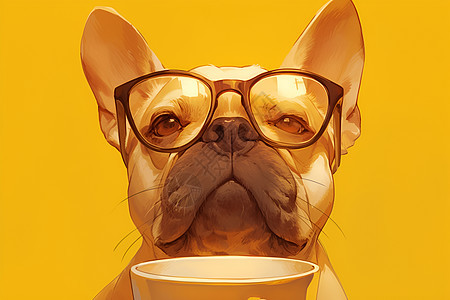 狗狗和咖啡杯图片