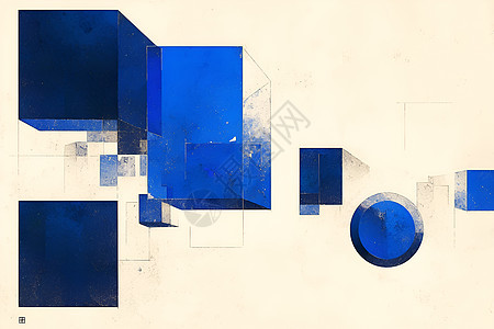 蓝色方块抽象壁纸图片
