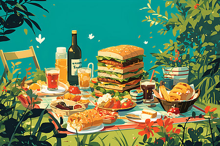 野餐里的三明治图片