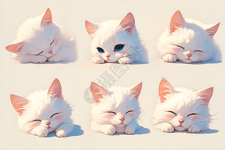 可爱白猫表情系列图片