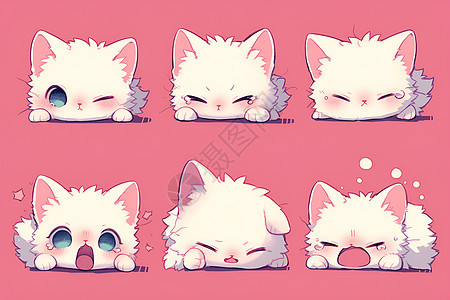 白猫蓝眼表情系列图片
