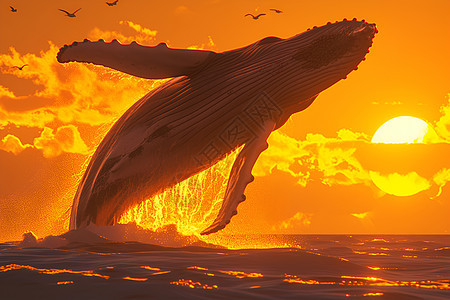 夕阳下的座头鲸图片