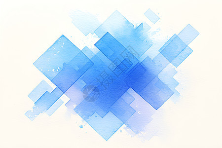 四个蓝色水彩方块图片
