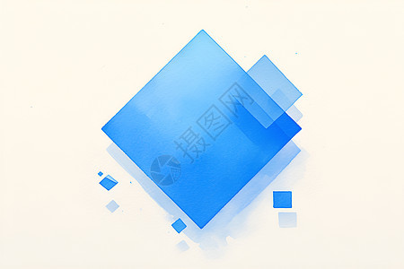 蓝色水彩四方块图片