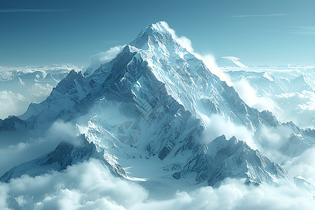 高山矗立在云端图片