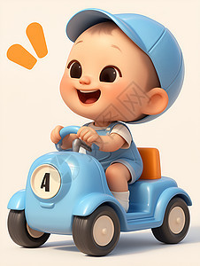 婴儿驾驶着玩具车图片