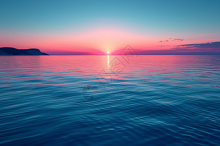 夕阳下的宁静海洋图片