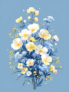 蓝色白色的鲜花图片