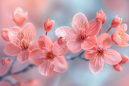 一枝粉色花朵图片
