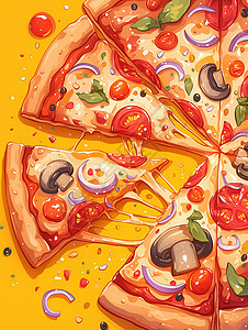 五彩斑斓的披萨盛宴图片