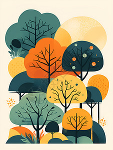 设计的树木艺术插画图片