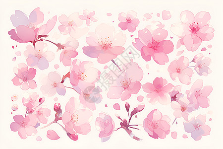 粉色的樱花植物插画图片