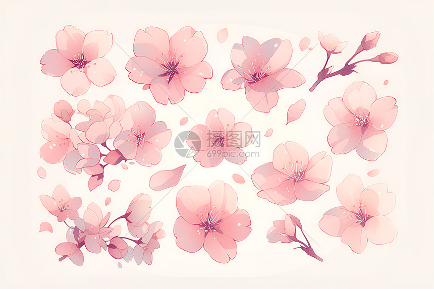 盛开的粉色樱花图片