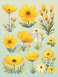 绘画的黄色花朵图片