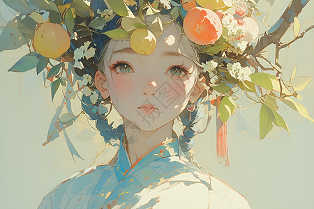 水彩风格插画少女图片