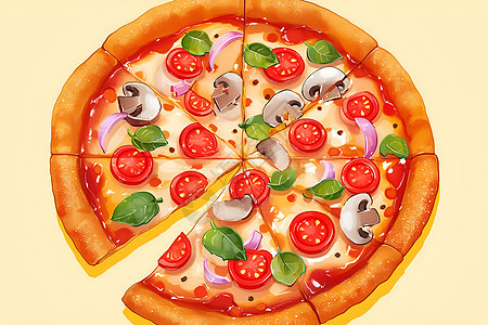 美味的彩色披萨图片