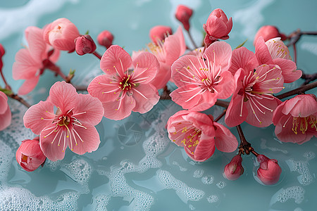 绽放的桃花花朵图片