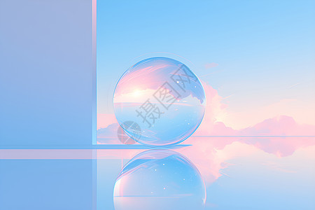蓝天下的玻璃球图片