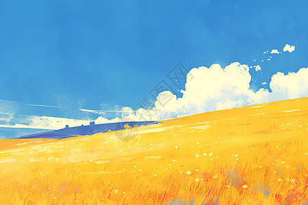 蓝天下的金黄田野图片