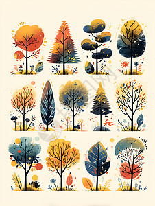奇观的树木艺术插图图片