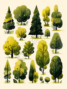 绘画的植被树木图片