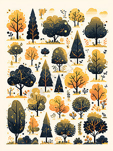 组成的树木插图图片