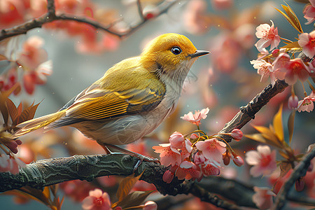 樱花树上的小鸟图片