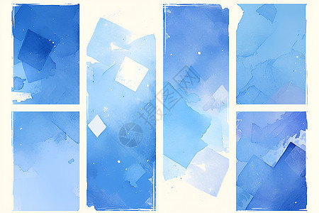 蓝色水彩方块图片